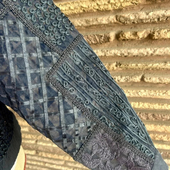 Orlando Rossi Vintage Designer Navy Blue Patchwork Doubled Breasted Jacket - Picture 6 of 8